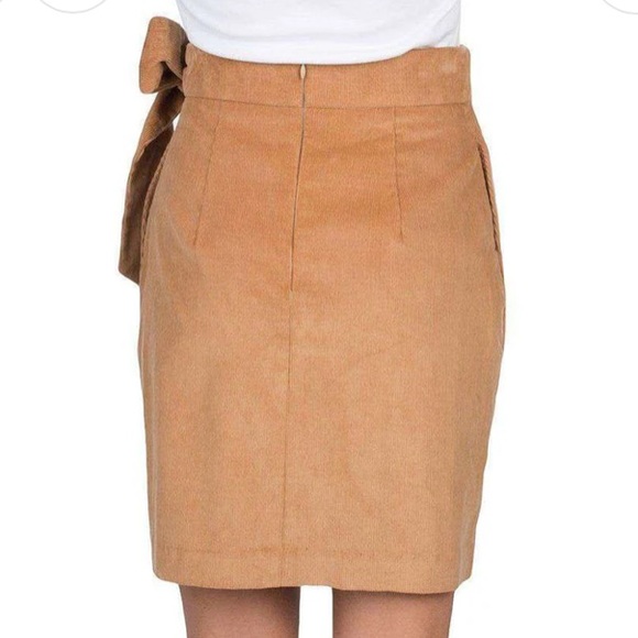 Corduroy Wrap Skirt in Camel by Lauren James Size Medium - Picture 2 of 11